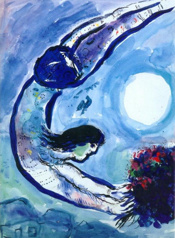 Acrobate au bouquet contemporain Marc Chagall Peintures à l'huile